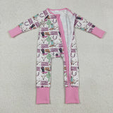 LR2945 baby girls cowboy boot long sleeves zipper romper