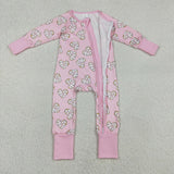 LR2960 baby Valentine's love pink long sleeves zipper romper