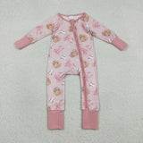 LR2967 baby girls baseball  long sleeves romper
