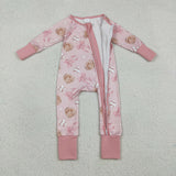 LR2967 baby girls baseball  long sleeves romper
