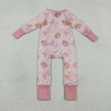 LR2967 baby girls baseball  long sleeves romper