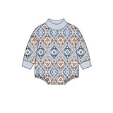 10.24 Pre-order  Baby boys geometric long sleeve mock neck romper