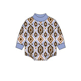 10.24 Pre-order  Baby boys geometric long sleeve mock neck romper