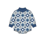 10.24 Pre-order  Baby boys geometric long sleeve mock neck romper