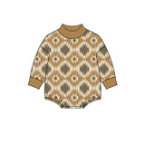 10.24 Pre-order  Baby boys geometric long sleeve mock neck romper