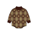 10.24 Pre-order  Baby boys geometric long sleeve mock neck romper