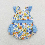 SR0824-- flower blue girls romper