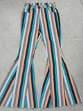 Adult Blue stripes Bell-bottom jeans