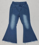 Bleached elastic bell bottoms jeans