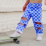 new style Checkered jeans blue