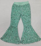 new style green Sequined bell bottoms