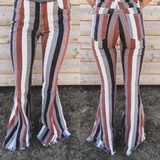 Adult stripe Bell-bottom jeans