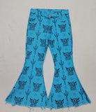 P0281-- new style western cow and cactus blue jeans