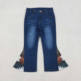 P0303 western Aztec leopard girls Bell-bottom jeans
