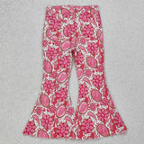 P0735 baby girls rose flower bell bottom Pants