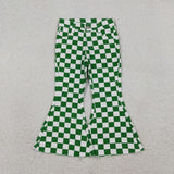 P0841 Girls green checkered Jeans