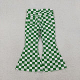 P0841 Girls green checkered Jeans