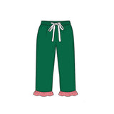 9.17 MOQ 5 pcs pre-order Each Color Stripe Ruffles Christmas Girls Sets