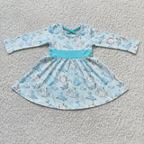Clock high heels light blue dress