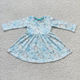 Clock high heels light blue dress