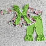Christmas green cute cartoon fall girls clothing