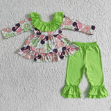 Christmas green cute cartoon fall girls clothing