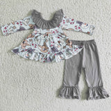 Snowman bow grey girls clothing outfits