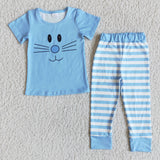 2.99 Short sleeve bunny  blue pink boys easter pajamas