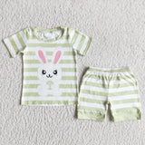 Easter light green striped short-sleeved suit
