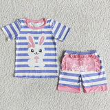 2.99 Easter blue striped short-sleeved suit