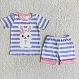 2.99 Easter blue striped short-sleeved suit
