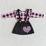 Valentine's Day love embroidered black strap skirt