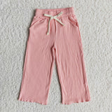 pink--Comfortable loose cotton wide leg pants