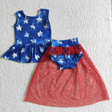 2.99 GBO0027 Blue star cuffless baby girl clothing