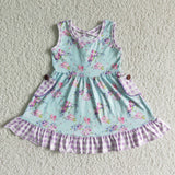 Blue floral button dress