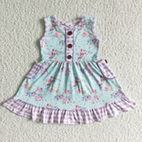 Blue floral button dress