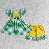 5.5 Embroidery green and yellow girl clothing