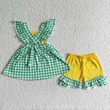 5.5 Embroidery green and yellow girl clothing