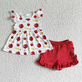 5.5 ABC top+red shorts girl clothing