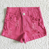 summer pink  jeans shorts