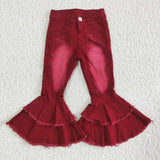 new style red Bell-bottom jeans