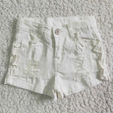summer white jeans shorts---white