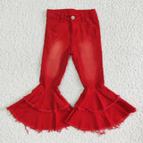 new style red Bell-bottom jeans