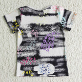MINI GIRLS black and leopard T-shirt