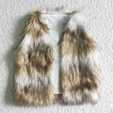 brown and white woolen vest
