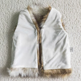 brown and white woolen vest