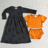 new style Halloween ORANGE tulle baby girls outfits