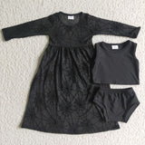 new style Halloween black tulle baby girls outfits