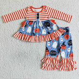 5.5 Girls Halloween ghost stripe outfits