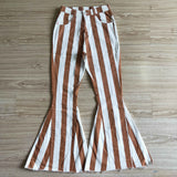 Adult orange stripes Bell-bottom jeans